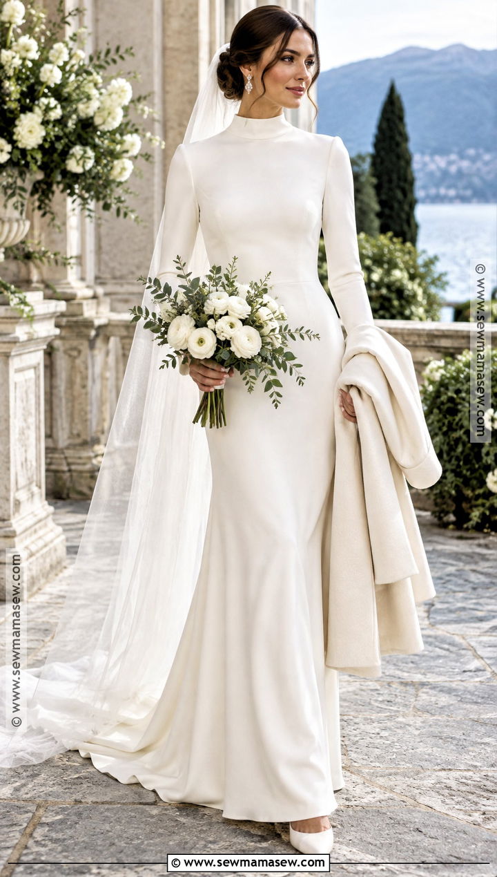 High Neck Fall Wedding Dress - 15 simple wedding dress fall ideas