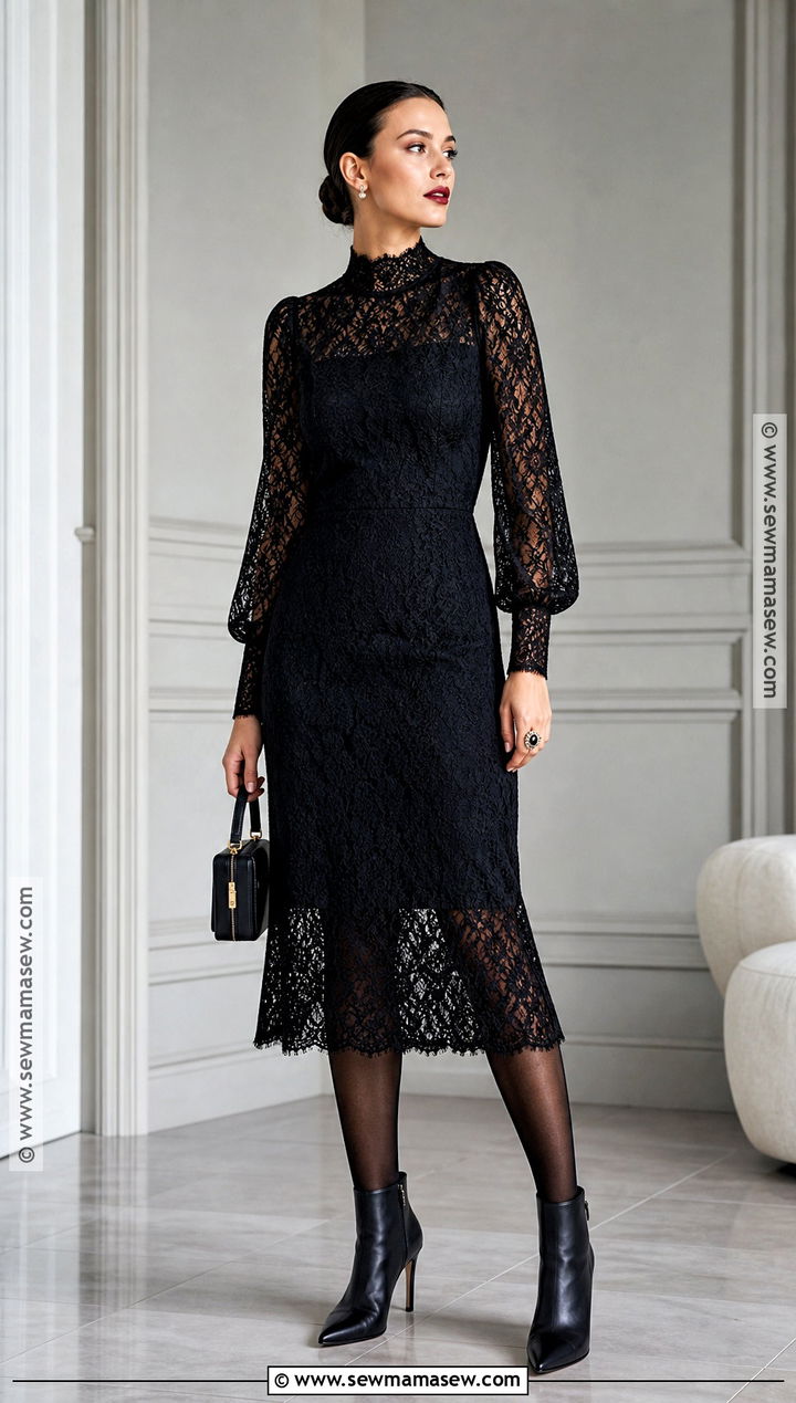 High Neck Lace Dress Vampire Outfit - 30 vampire style outfits