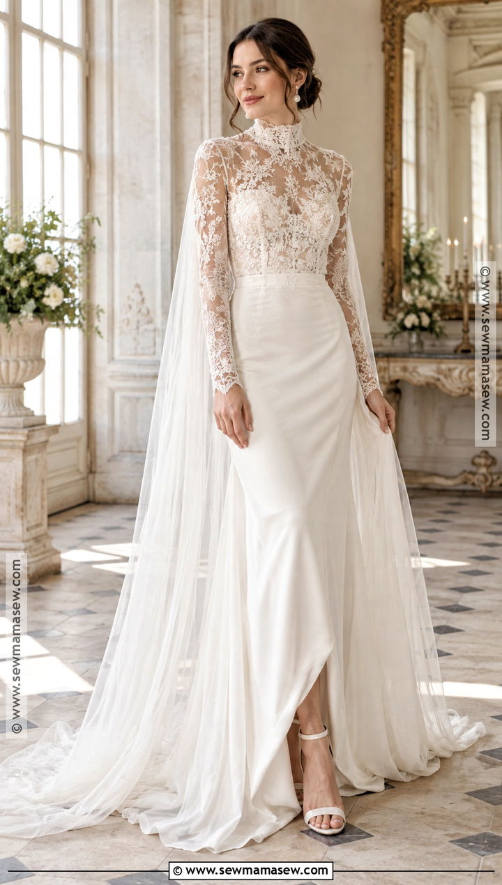High Neck Lace Fall Wedding Dress - 20 fall wedding dress ideas