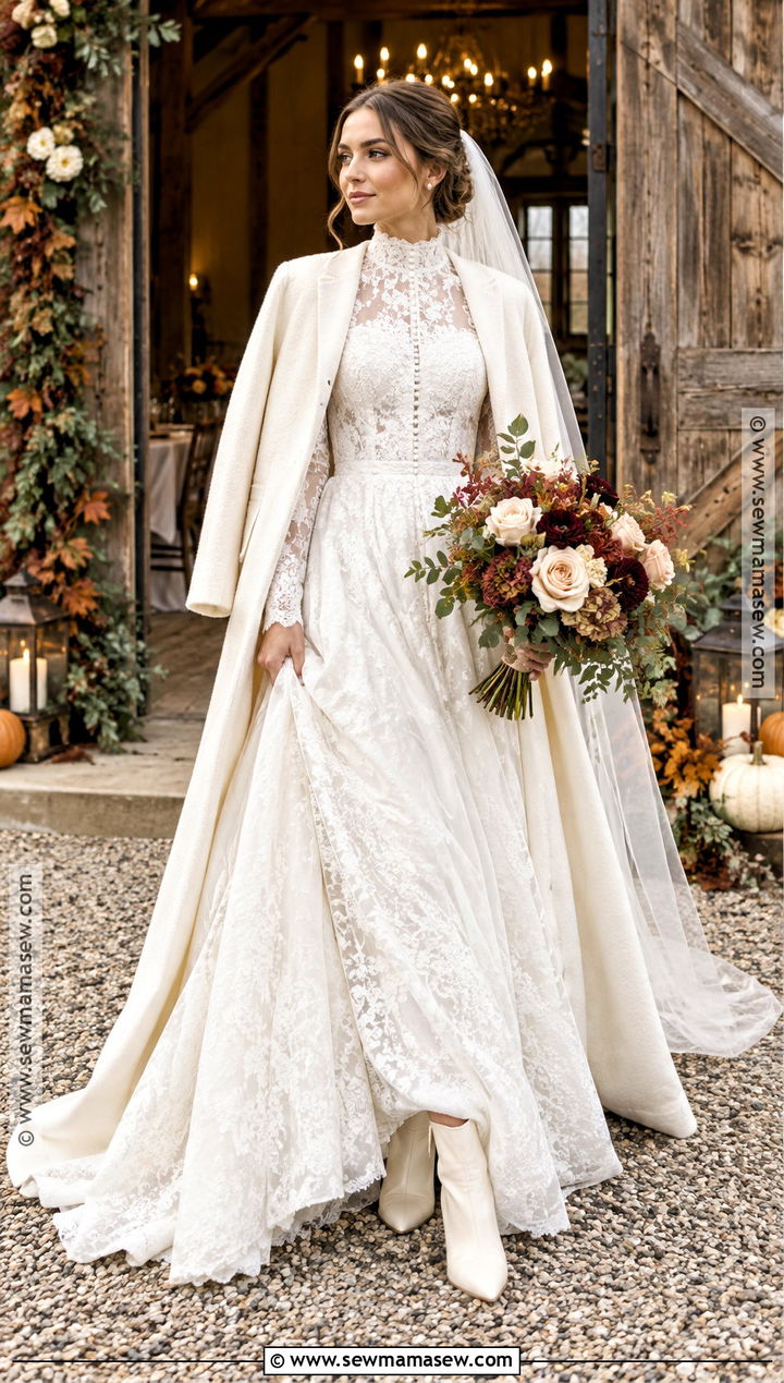 High Neck Rustic Fall Wedding Dress - 20 rustic fall wedding dress ideas