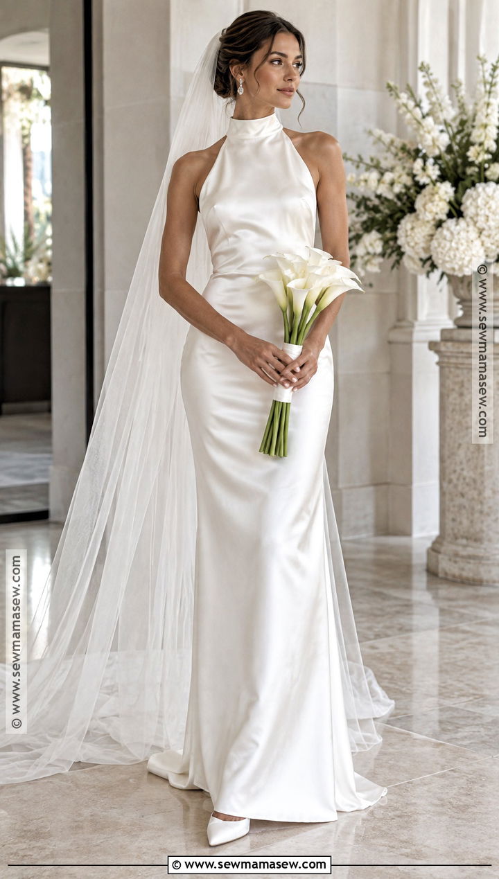 High Neck Satin September Wedding Dress - 15 wedding dresses september