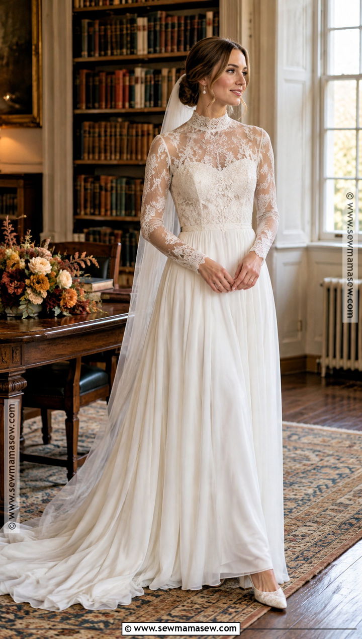 High Neck Wedding Dress - 15 wedding dresses for fall weddings