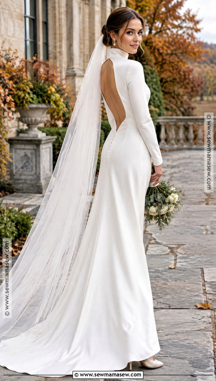 High Neck Wedding Dress With Open Back - 15 Wedding Dresses Fall Wedding