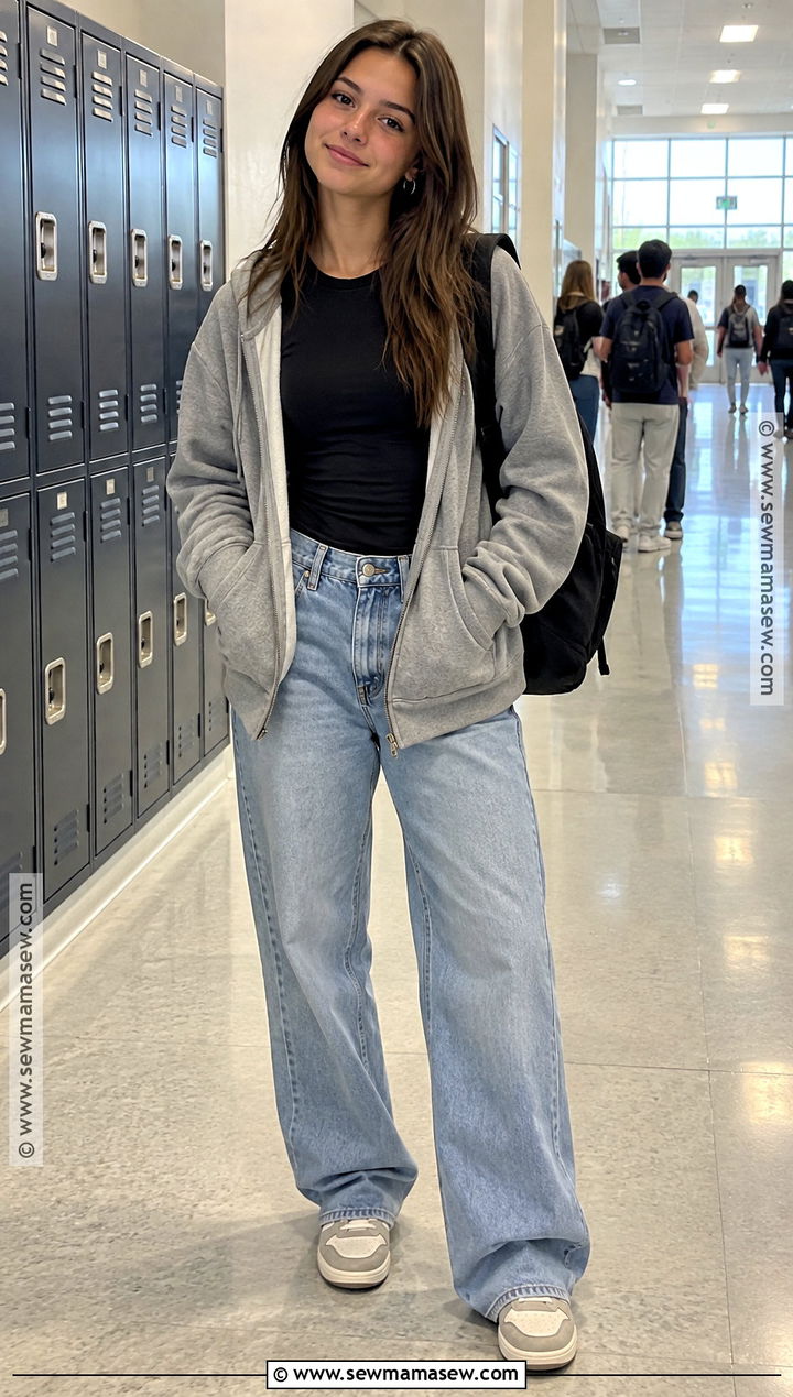 High School Outfit With Baggy Jeans And A Black Tee - 15 back to school outfits for high school