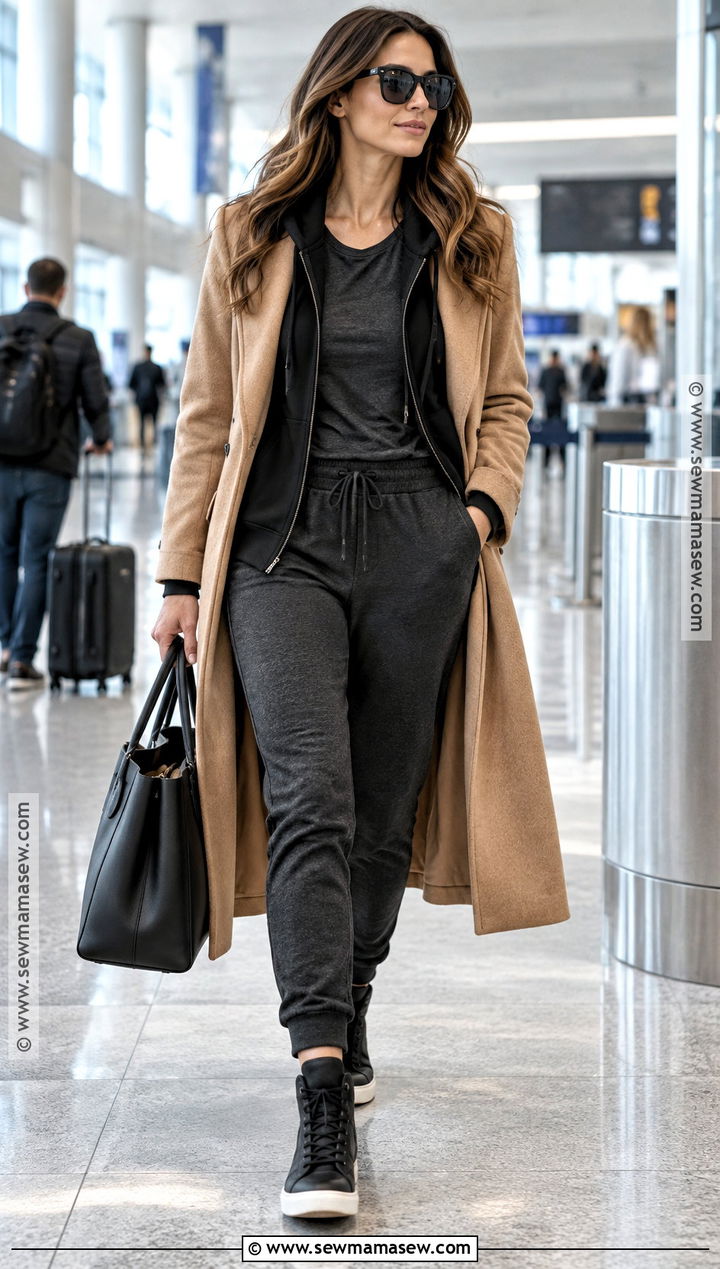 High Top Sneakers With Joggers and Wool Coat - 15 High-Top Sneakers Fall Style