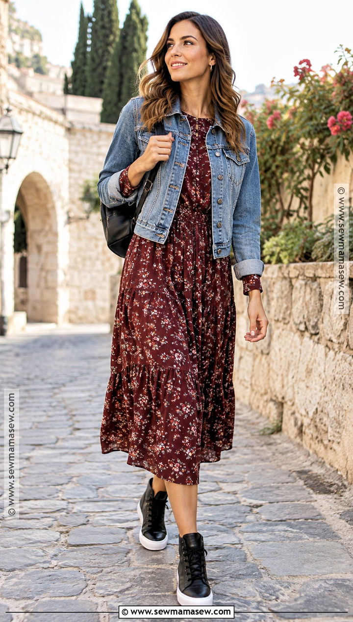High Top Sneakers With Midi Dress - 25 autumn shoes for women