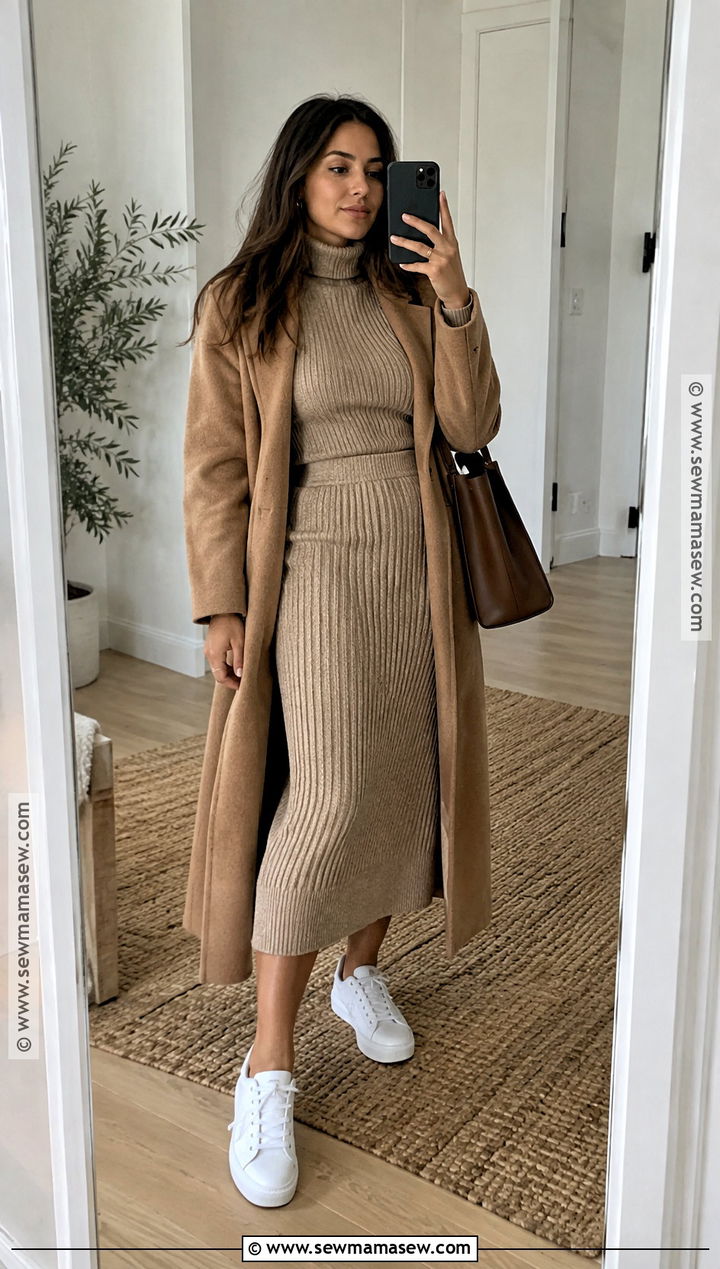 High Waisted Knit Midi Skirt Outfit - 15 high waisted fall skirts