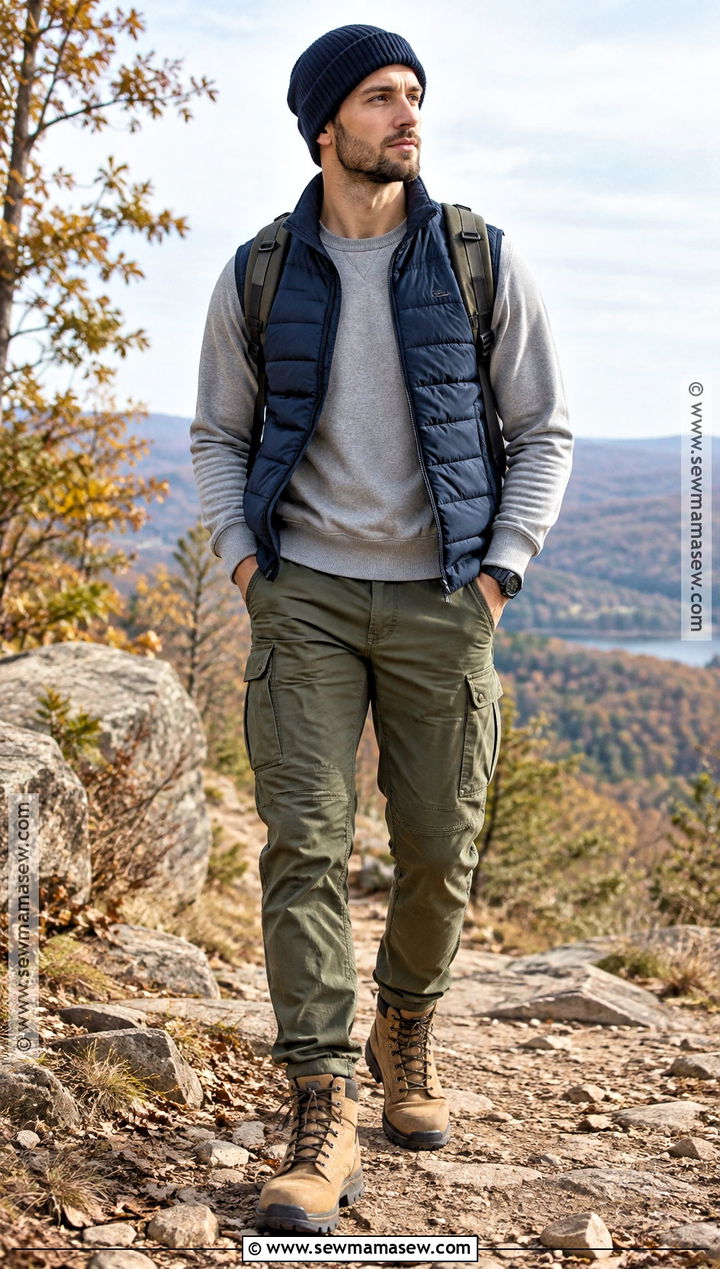 Hiking Boots With Cargo Pants And Puffer Vest - 20 fall shoes for men