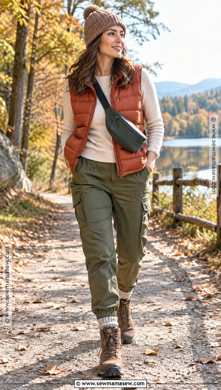 Hiking Boots With Cargo Pants and a Puffer Vest - 15 Fall 2026 Boot Outfits