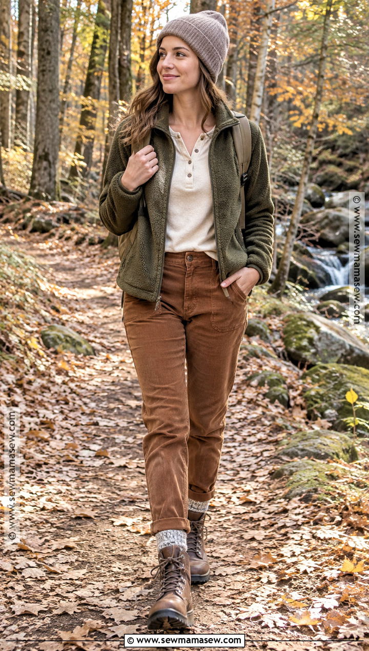 Hiking Boots With Corduroy Pants And Fleece - 25 fall boots aesthetic