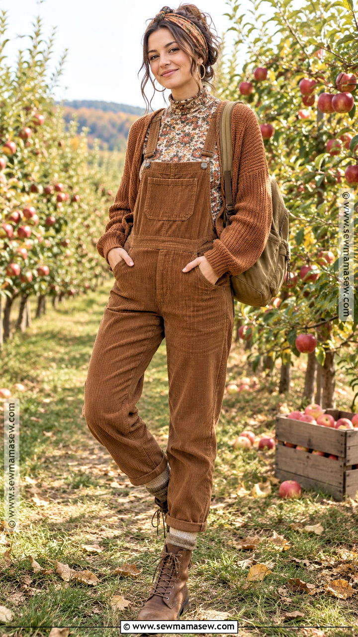 Hippie Autumn Corduroy Overalls Outfit - 20 Hippie Autumn Outfit Ideas