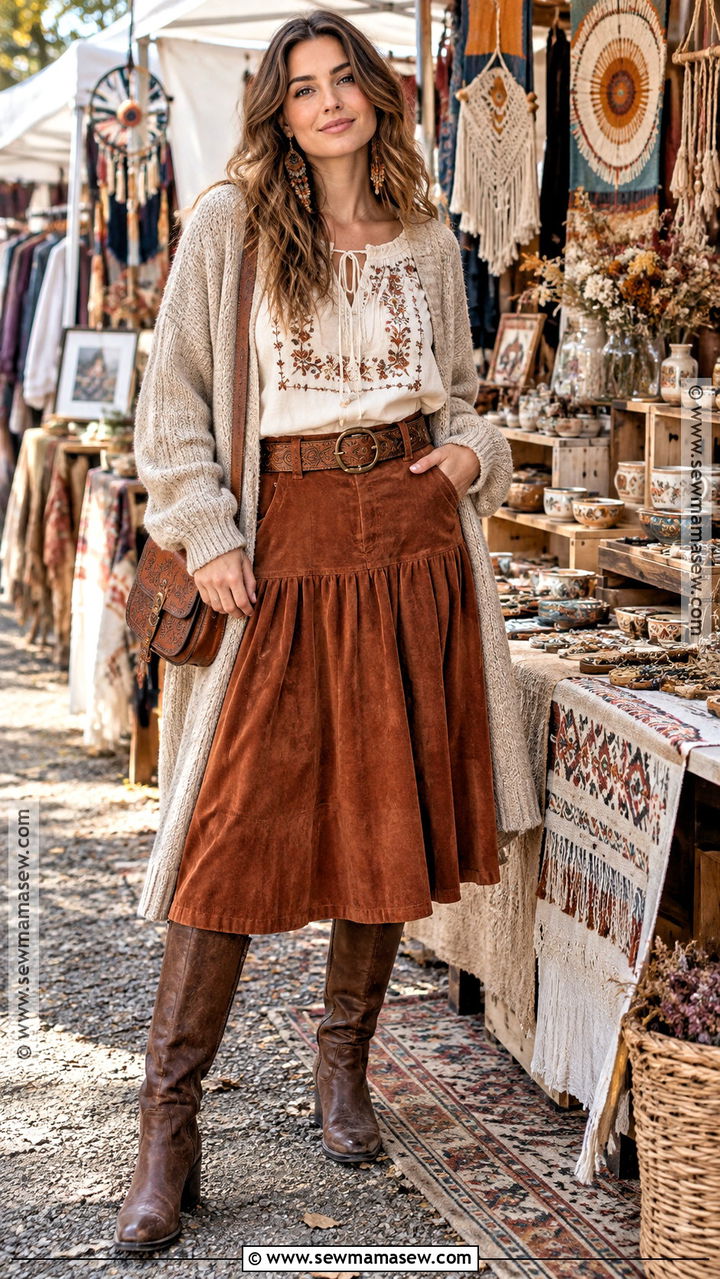 Hippie Autumn Peasant Blouse Outfit - 20 Hippie Autumn Outfit Ideas