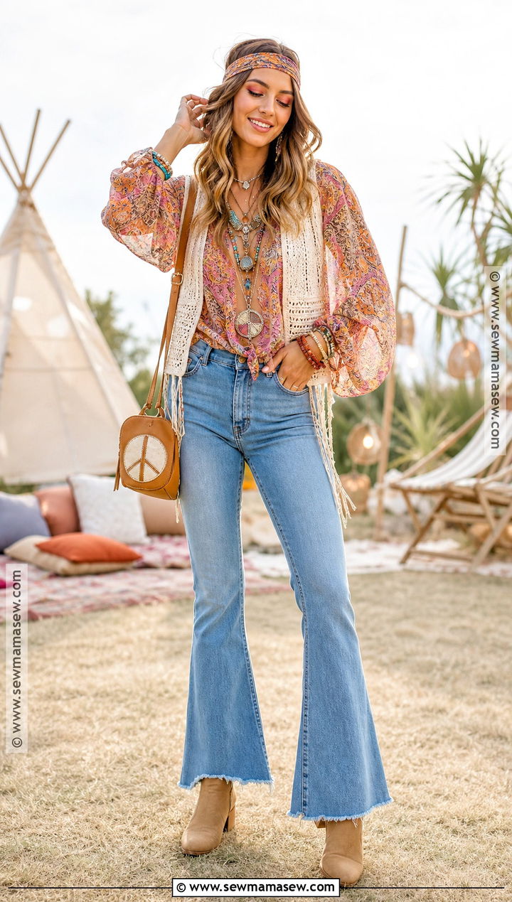 Hippie Costume With Flared Jeans - 30 closet costumes