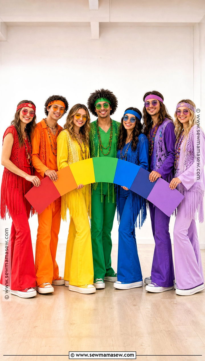 Hippie Group Costume With Rainbow Colors - 45 hippie costume ideas