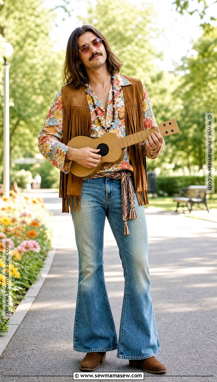 Hippie Man Costume With Fringe Vest - 40 70s costume ideas