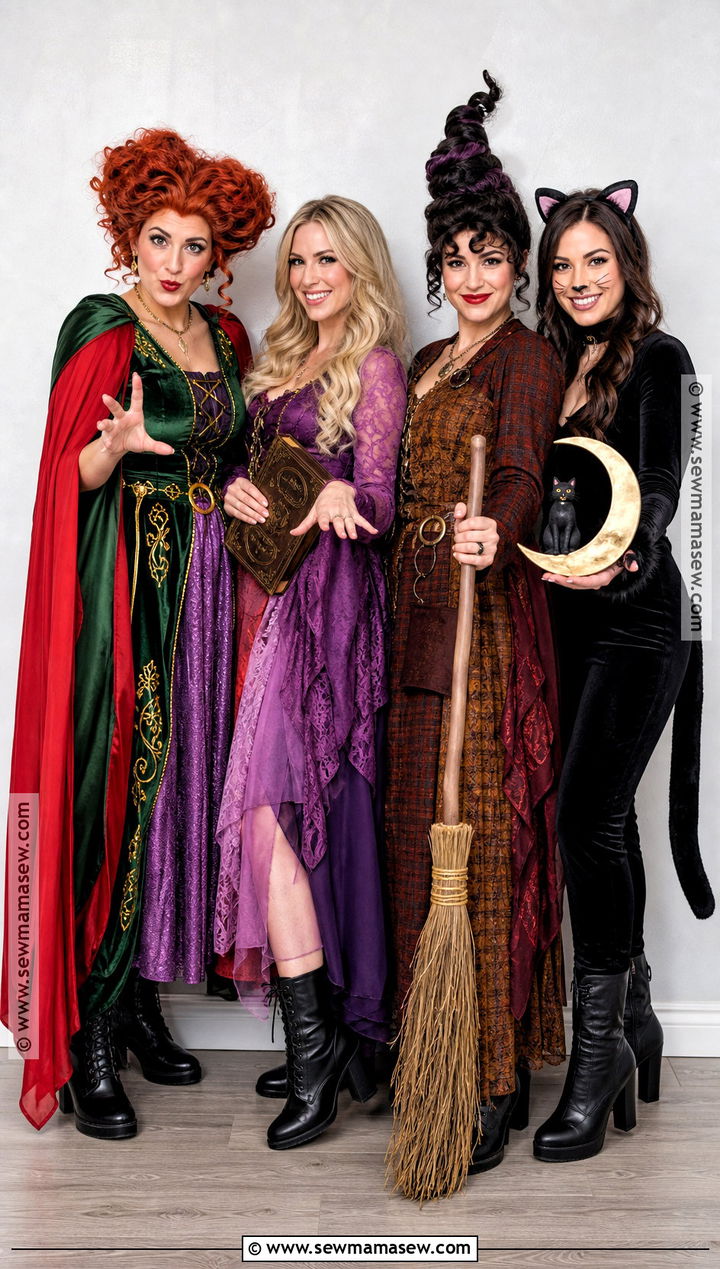 Hocus Pocus Witches And Cat Costume - 35 Group Halloween Costumes For 4