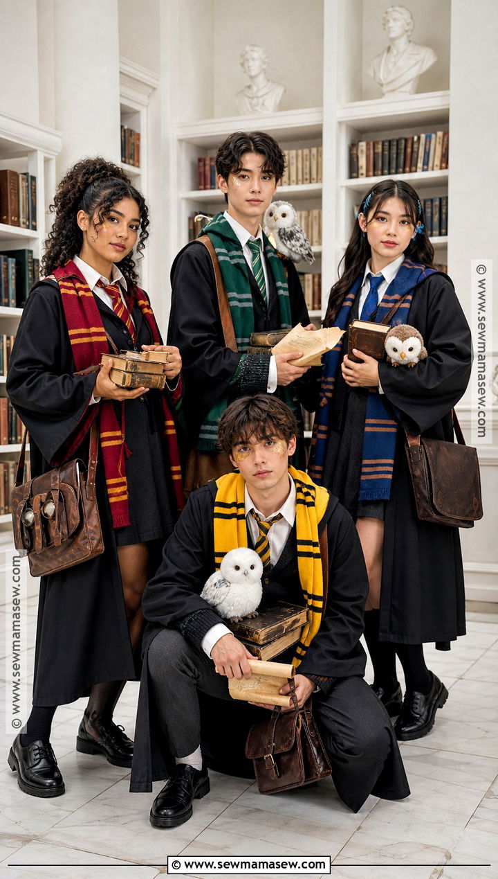 Hogwarts House Students Costume - 45 4 people halloween costumes