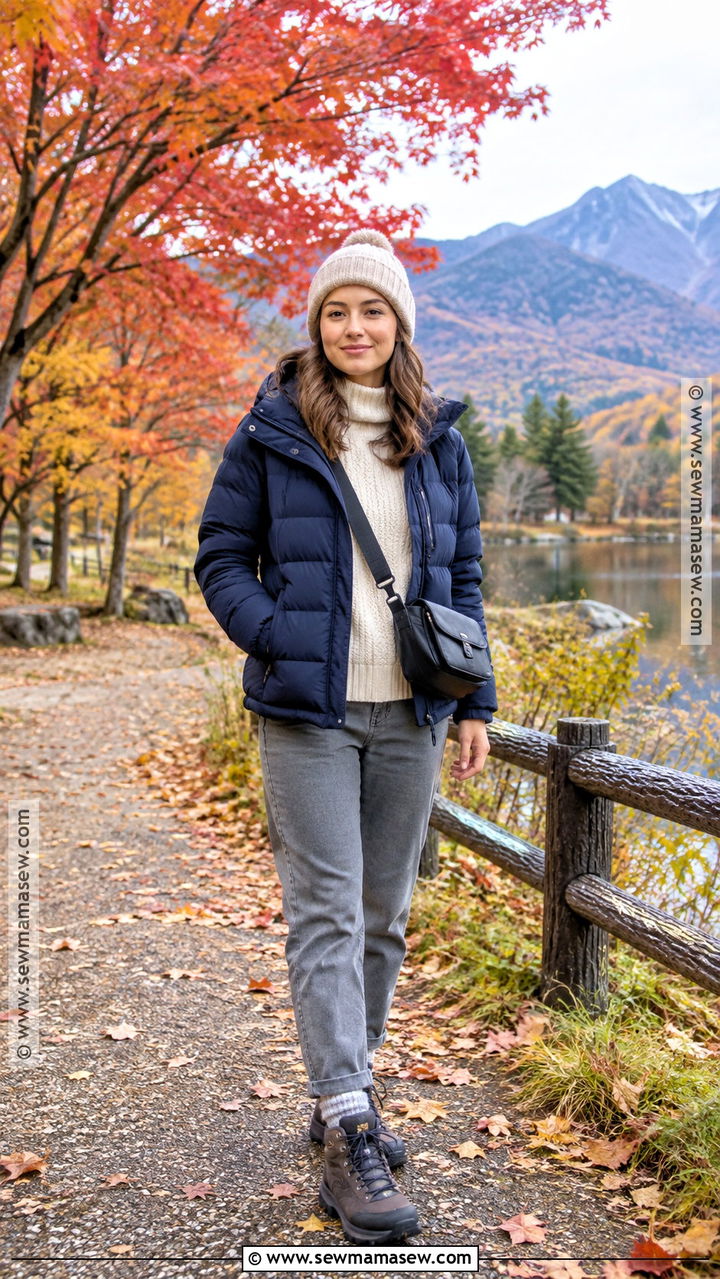 Hokkaido Autumn Puffer Jacket Outfit - 20 Autumn Japan Outfit Ideas for Women