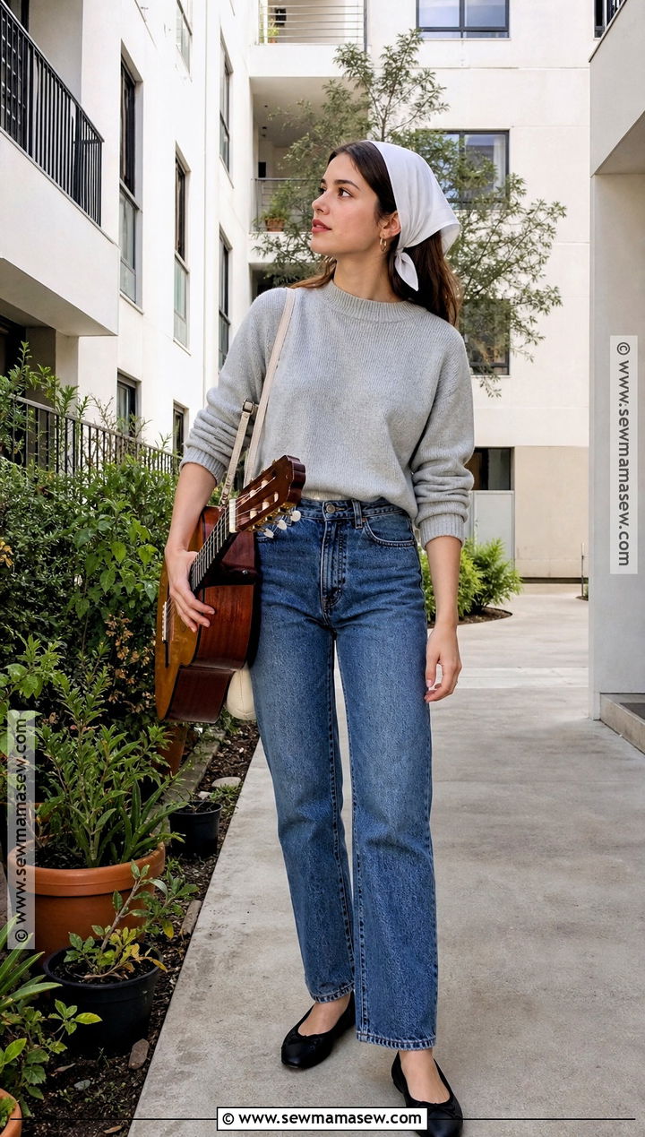Holly Golightly Costume With Gray Sweater And Jeans - 30 holly golightly costume ideas