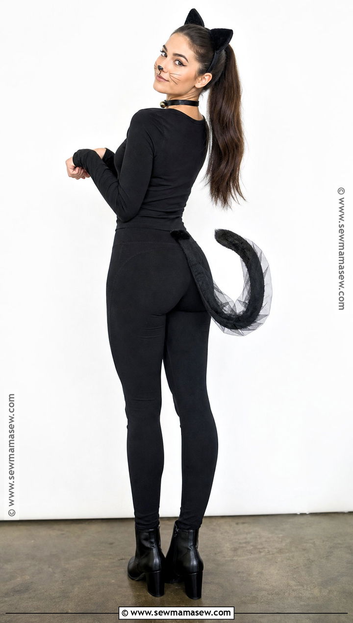 Homemade Black Cat Costume With Tulle Tail - 35 Home Made Halloween Costumes