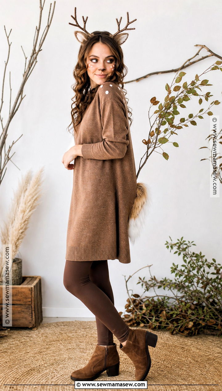 Homemade Deer Costume With Felt Antlers - 35 Home Made Halloween Costumes