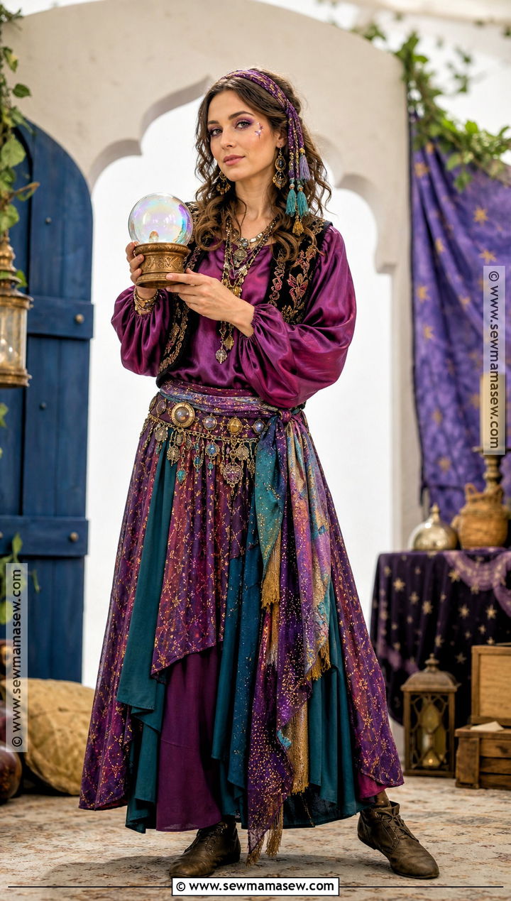 Homemade Fortune Teller Costume With Layered Skirt - 35 Home Made Halloween Costumes