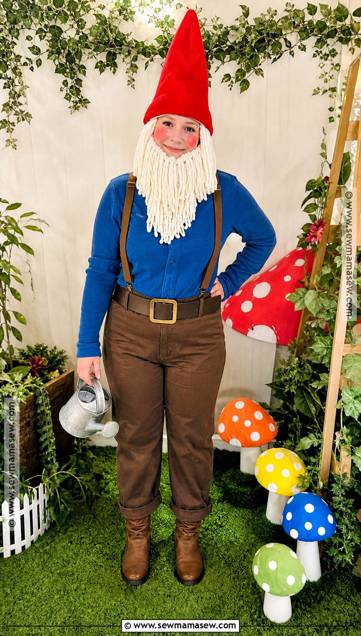 Homemade Garden Gnome Costume With Red Hat - 35 Home Made Halloween Costumes