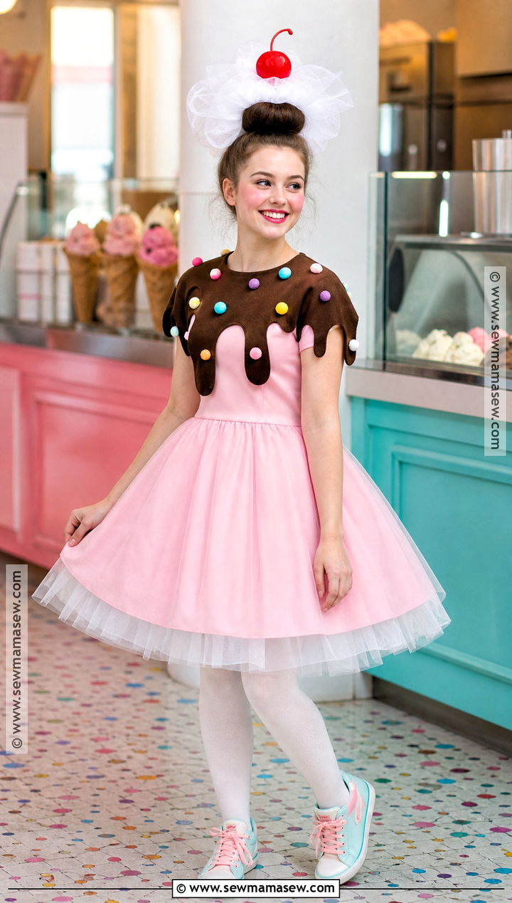 Homemade Ice Cream Sundae Costume With Cherry Headband - 35 Home Made Halloween Costumes