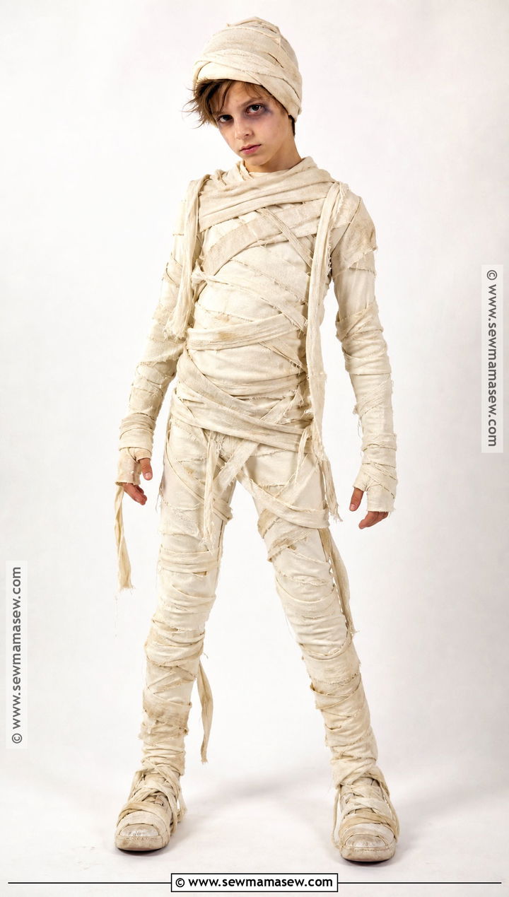 Homemade Mummy Costume With Fabric Strips - 35 Home Made Halloween Costumes