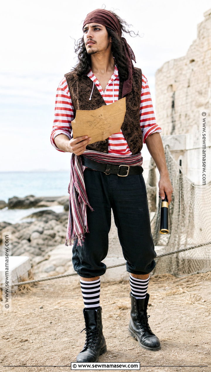 Homemade Pirate Costume With Striped Shirt - 35 Home Made Halloween Costumes