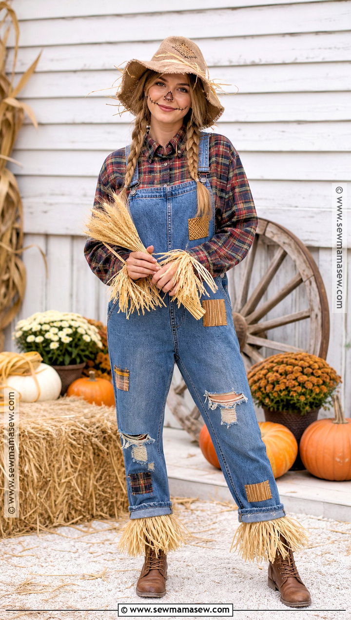 Homemade Scarecrow Costume With Plaid Shirt - 35 Home Made Halloween Costumes