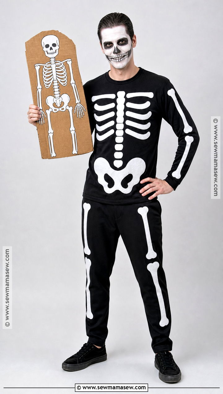Homemade Skeleton Costume With White Tape - 35 Home Made Halloween Costumes