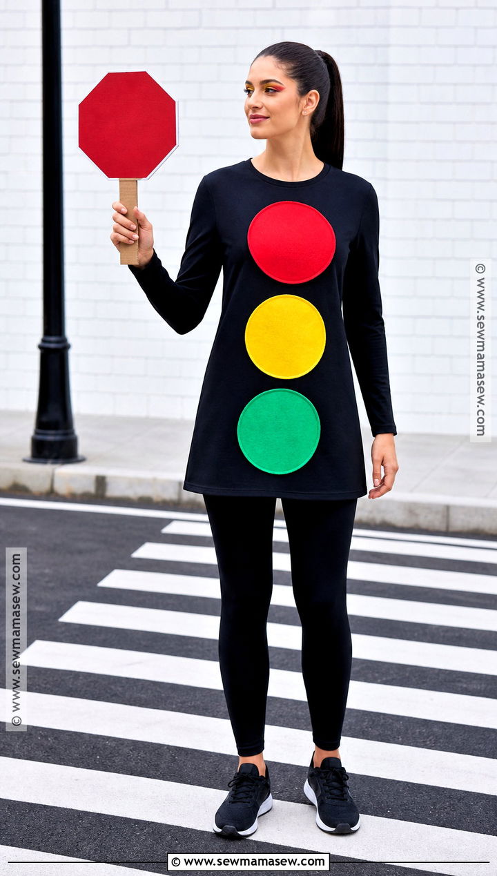 Homemade Traffic Light Costume With Colored Circles - 35 Home Made Halloween Costumes