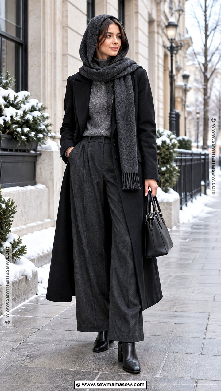 Hood Scarf With Long Coat Outfit - 15 cozy accessories for fall and winter