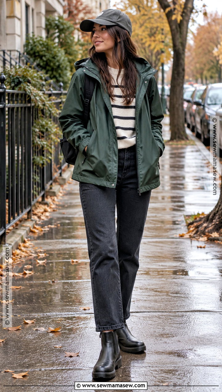 Hooded Rain Jacket Outfit - 30 autumn jacket ideas