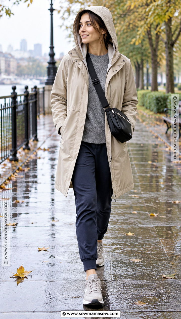 Hooded Raincoat With Joggers And Sneakers - 25 autumn coats