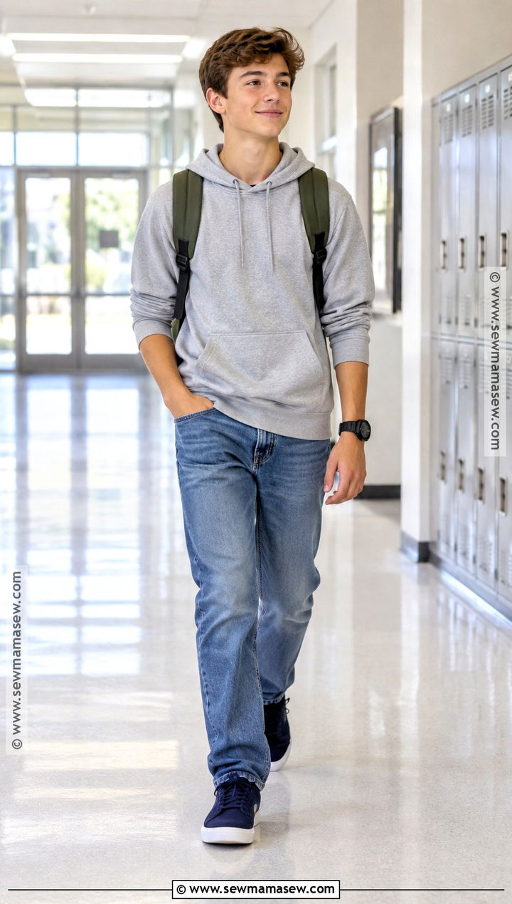 Hooded Shirt With Relaxed Jeans - 15 back to school shirts for boys