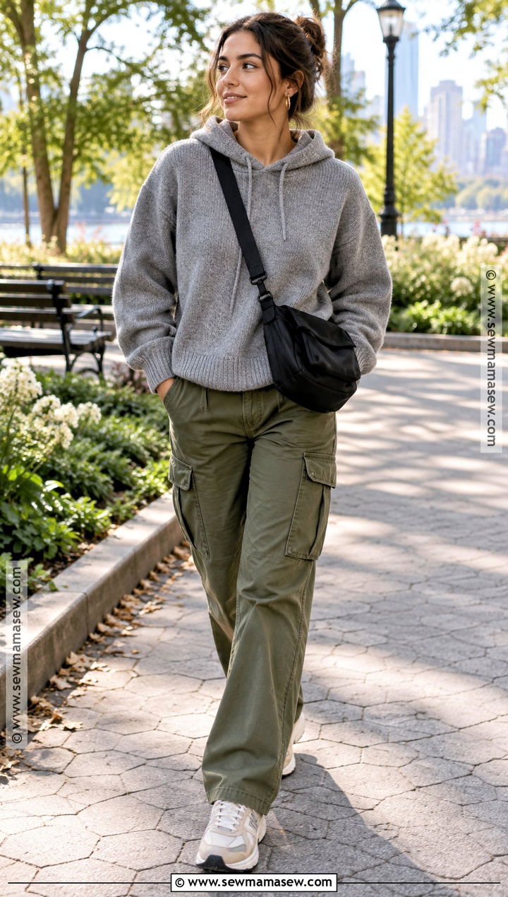Hooded Sweater With Cargo Pants - 25 fall sweaters aesthetic