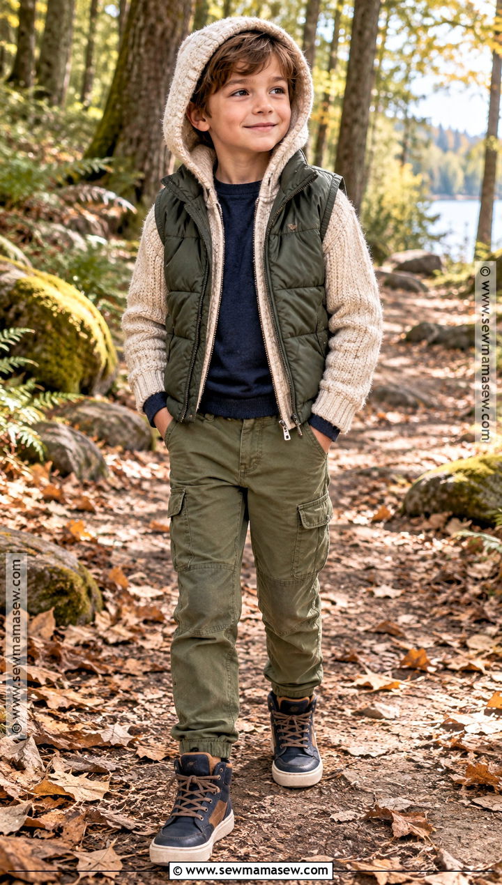 Hooded Sweater With Utility Pants - 15 kids fall fashion sweater ideas