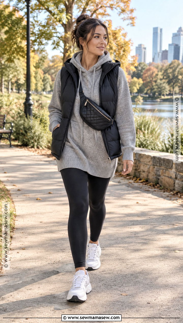 Hooded Sweater and Leggings - 25 sweater weather aesthetic ideas