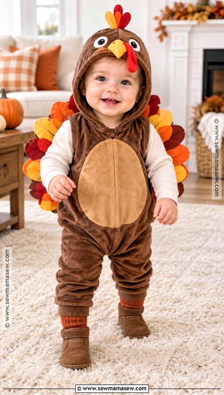 Hooded Turkey Thanksgiving Onesie Outfit - 20 thanksgiving onesie ideas