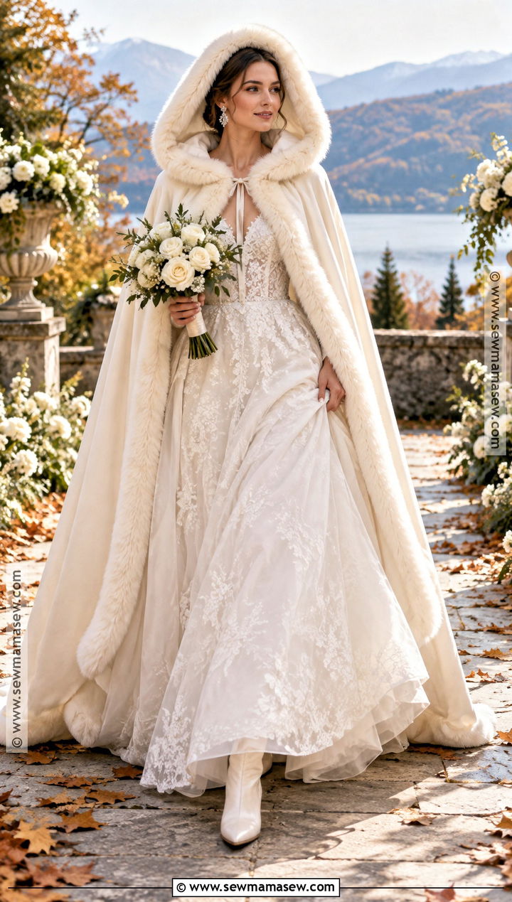Hooded Wedding Cape Coat - 15 fall wedding coats for brides
