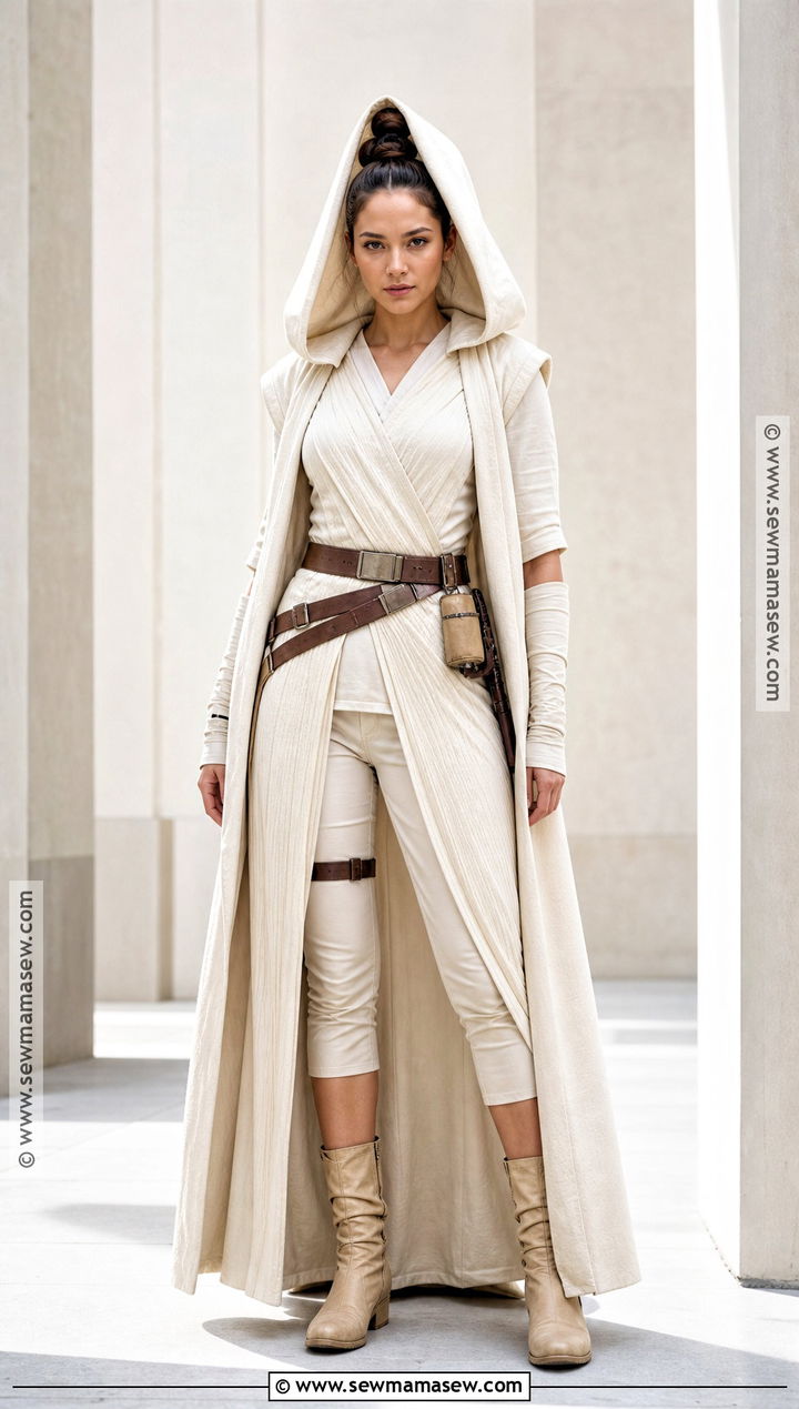 Hooded White Rey Costume - 30 Rey Star Wars Costume Ideas