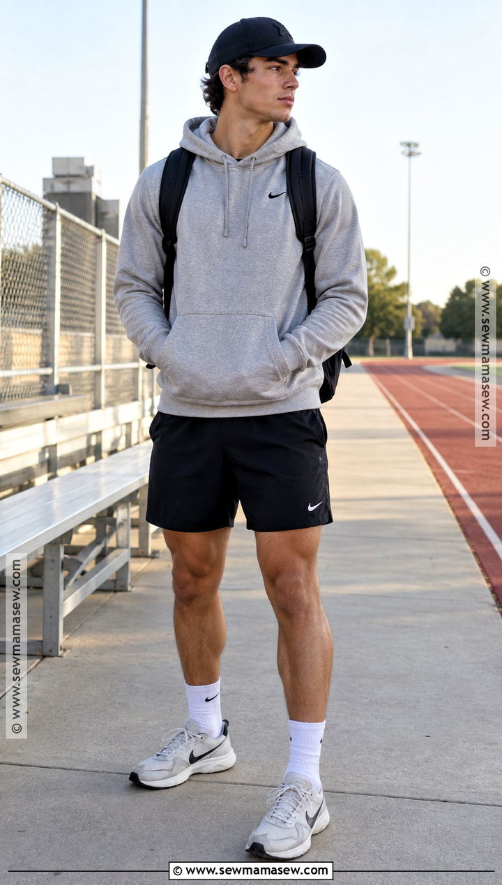 Hoodie And Athletic Shorts Outfit - 15 guys back to school outfits