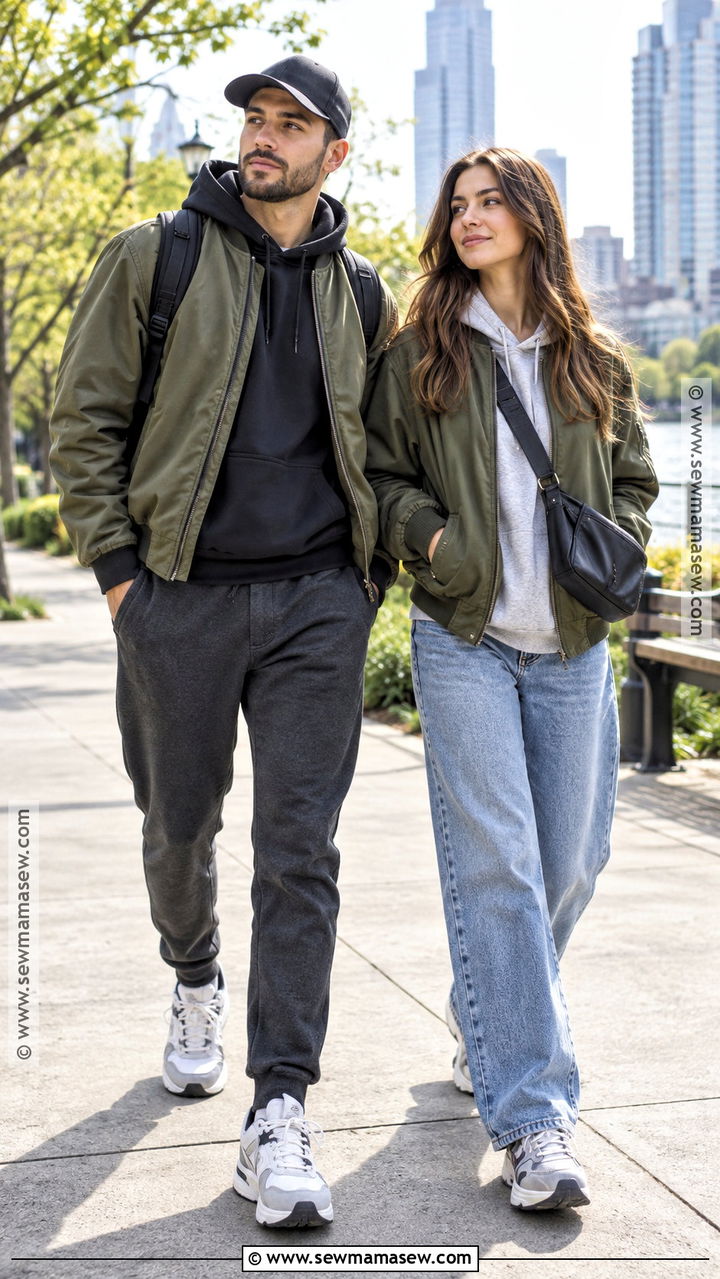 Hoodie And Bomber Jacket Couple Outfit - 20 Fall Outfit Ideas for Couples
