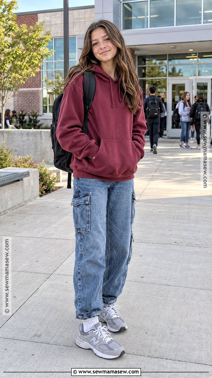 Hoodie And Cargo Jeans Outfit - 20 back to school outfits middle school 8th