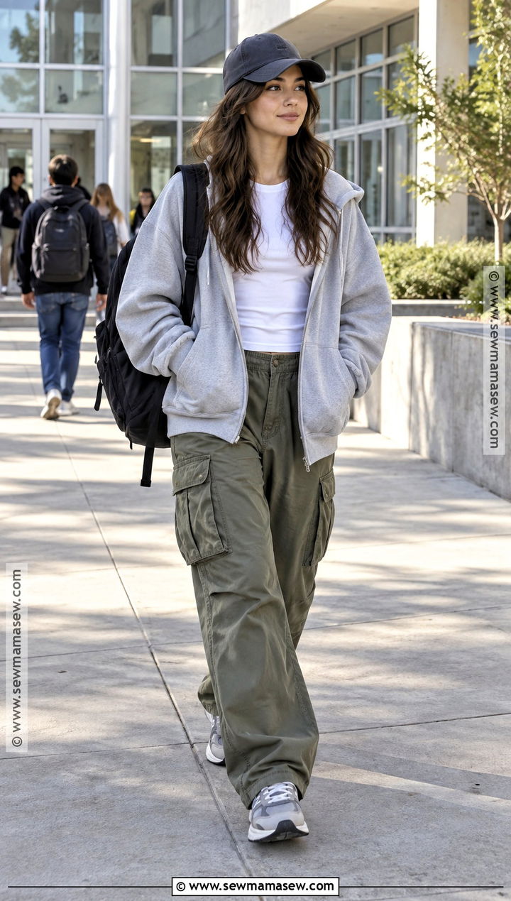 Hoodie And Cargo Pants Back To School Outfit - 20 Cheap Back To School Outfits