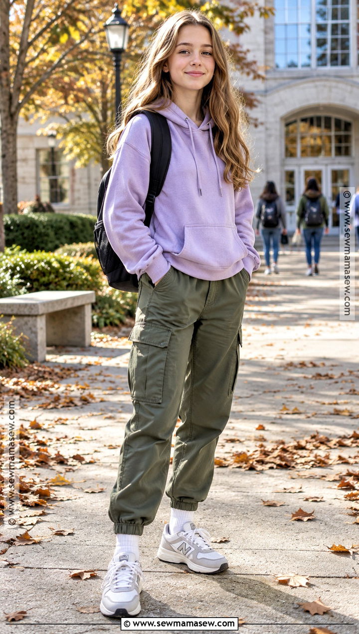 Hoodie And Cargo Pants Fall Outfit - 20 fall outfits for girls 10-12