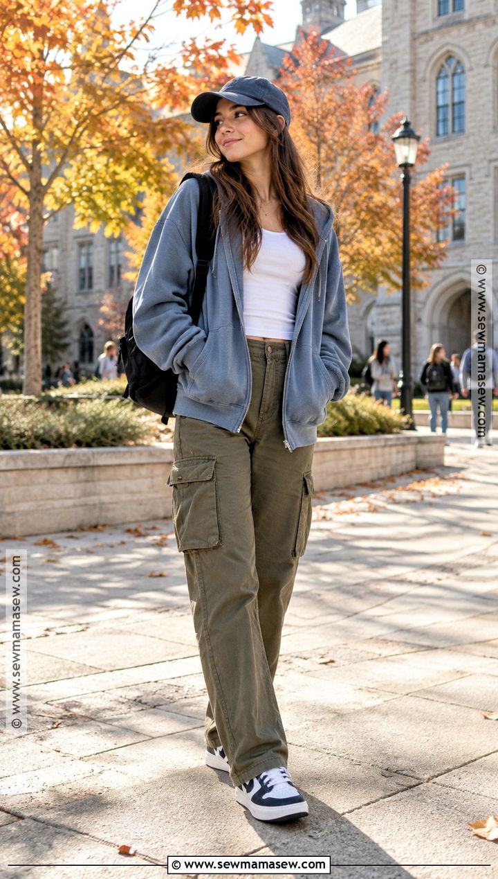 Hoodie And Cargo Pants Fall School Outfit - 25 Fall School Fits
