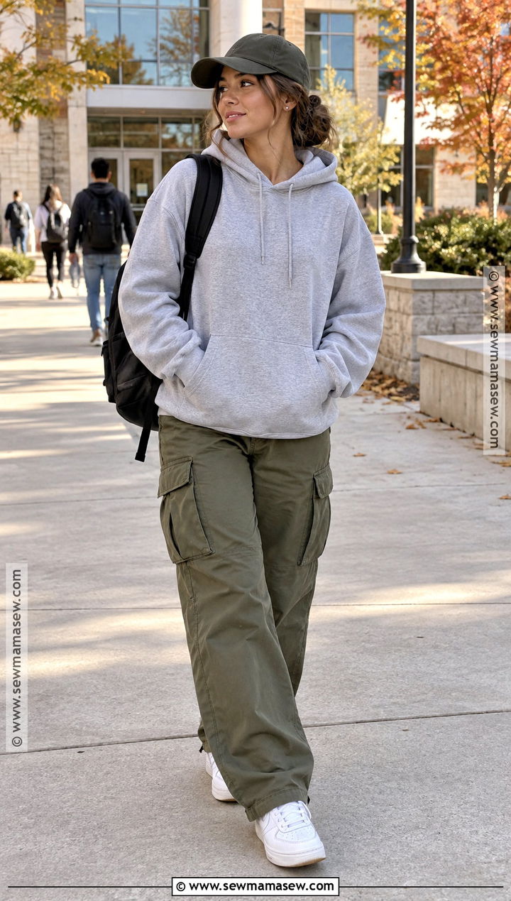 Hoodie And Cargo Pants School Outfit - 15 Cute Fits For School Fall